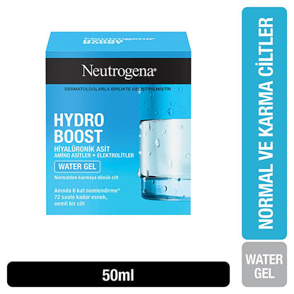 Neutrogena Hydro Boost Water Gel: Intense Hyaluronic Acid Facial Moisturizer for Dry Skin - Oil-Free, Non-Comedogenic, 1.69 fl oz
