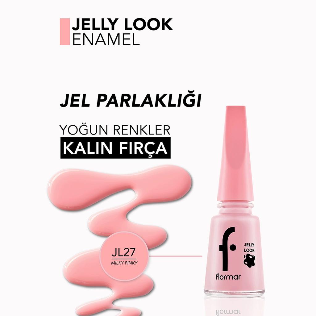 Flormar Jelly Look High-Shine Gel Effect Nail Polish JL27 Milky Pinky