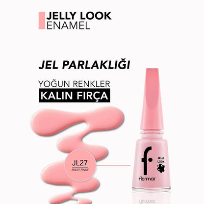 Flormar Jelly Look High-Shine Gel Effect Nail Polish JL27 Milky Pinky