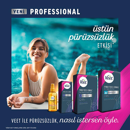 Veet Profesyonel Wax Strips for Hair Removal - Easy Gelwax Technology for Smooth Skin up to 28 Days - Normal Skin, 20 Strips