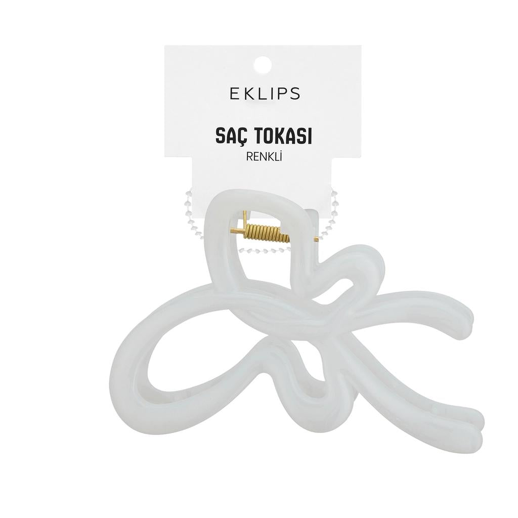 Eklips White Ribbon Claw Clip for Secure Hair Styling