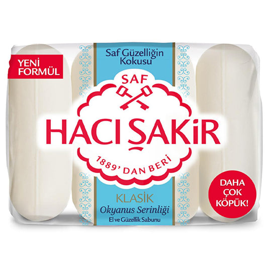 Hacõ _akir Ocean Freshness Turkish Soap - Gentle Cleansing, Classic Scent, (4 x 70g) - Traditional Bath and Hand Soap