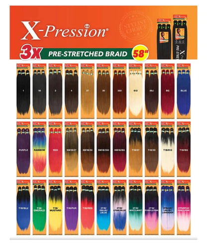 Sensationnel X-Pression 2X Pre-Stretched Braiding Hair 48" – Choose Color