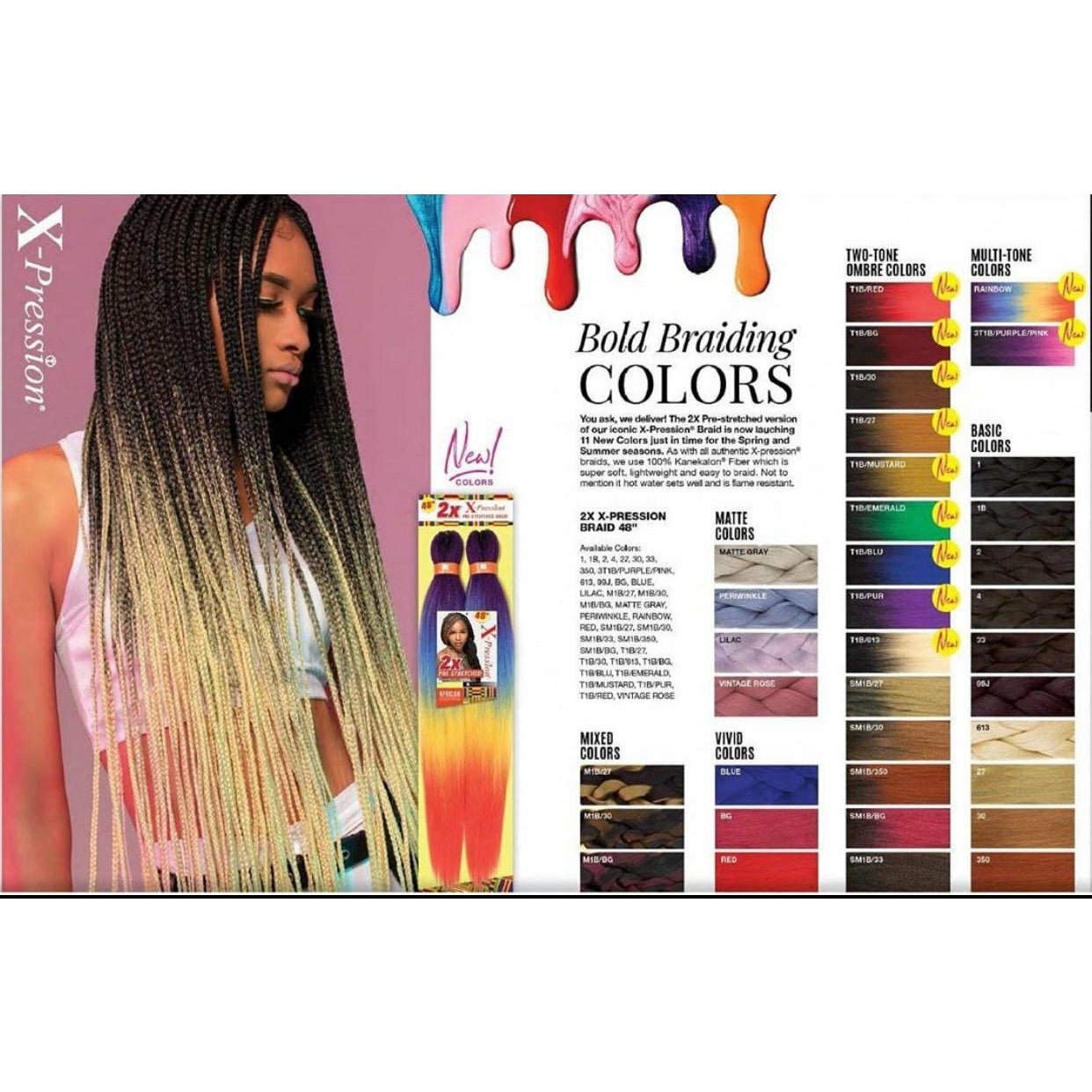 Sensationnel X-Pression 2X Pre-Stretched Braiding Hair 48" – Choose Color