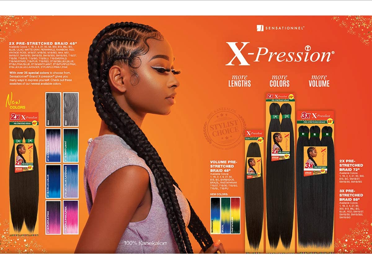 Sensationnel X-Pression 2X Pre-Stretched Braiding Hair 72" – Choose Color