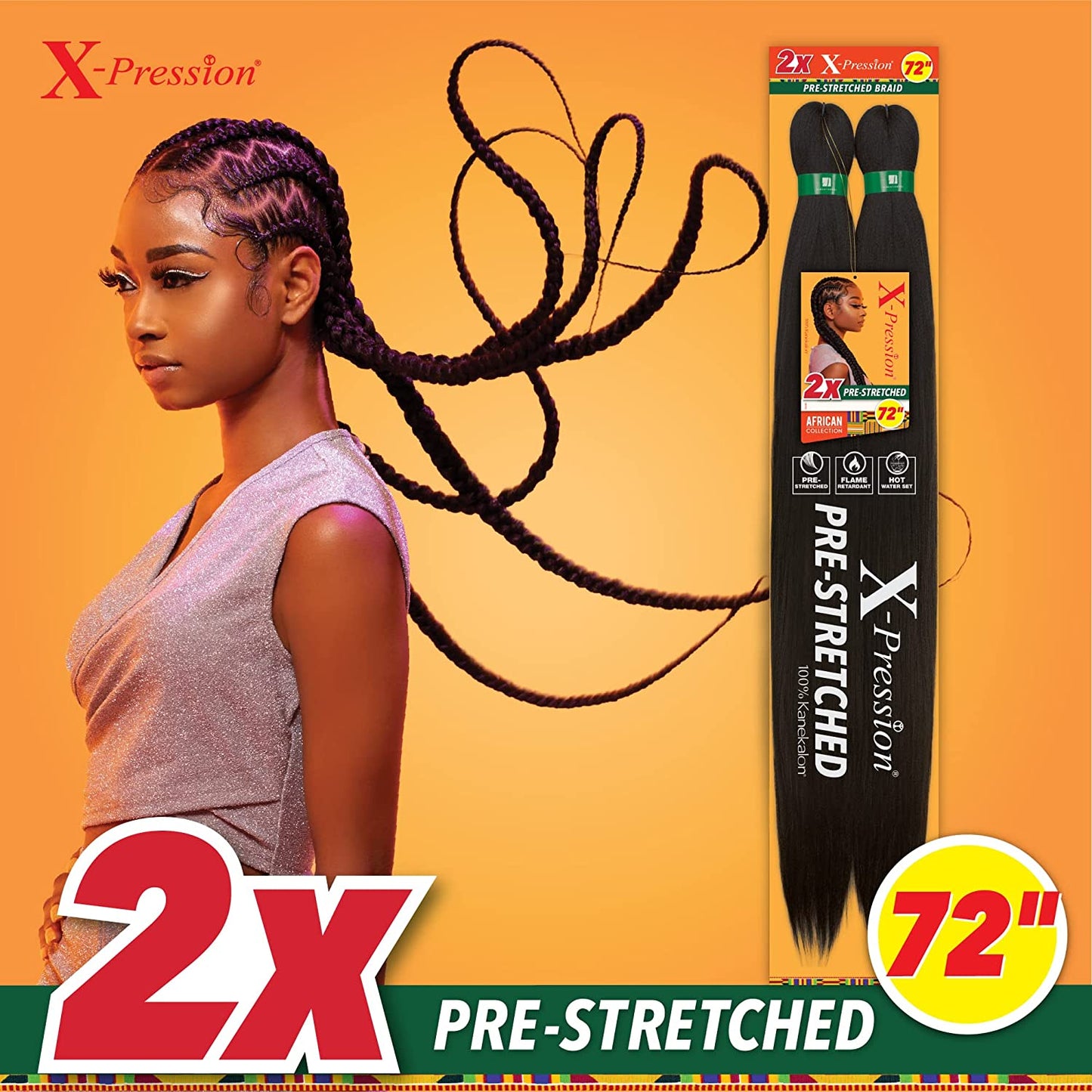Sensationnel X-Pression 2X Pre-Stretched Braiding Hair 72" – Choose Color