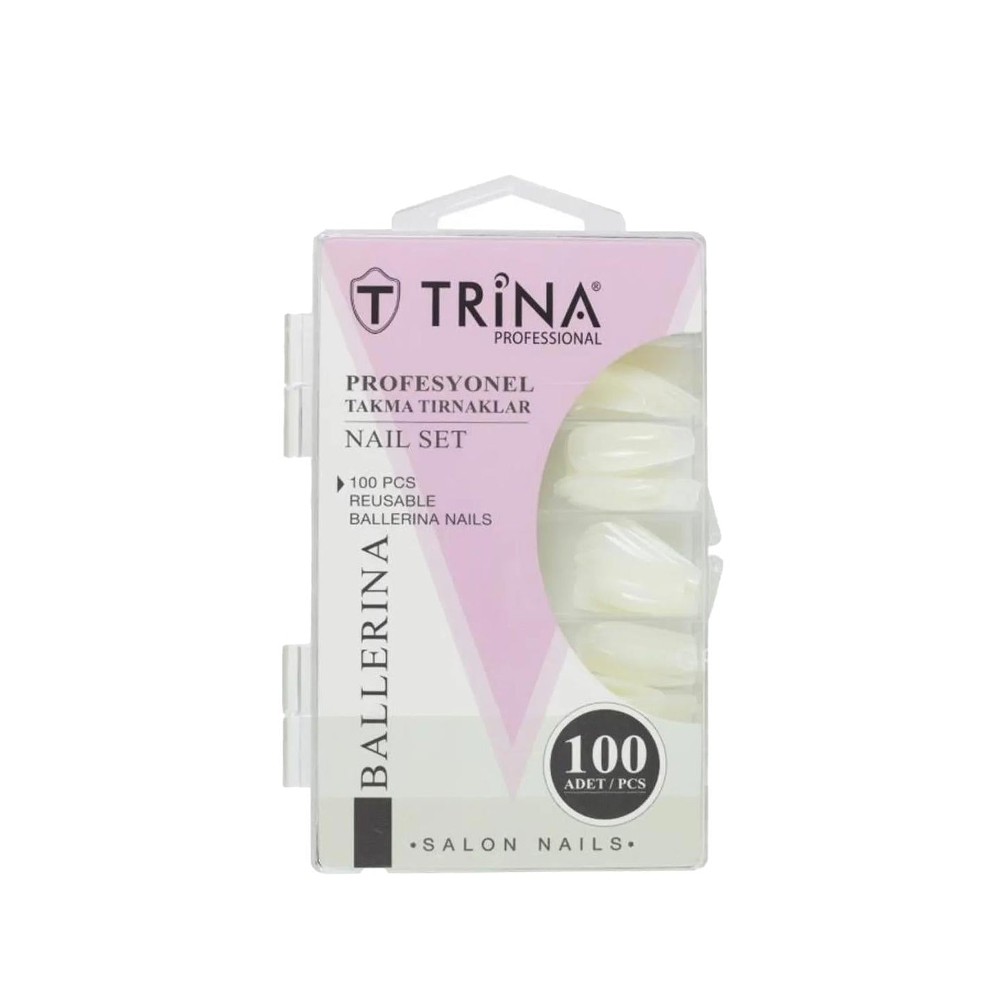 Trina Ballerina Nail Tips - 100 Units, Artificial Nail Extensions for Stylish Nail Enhancements