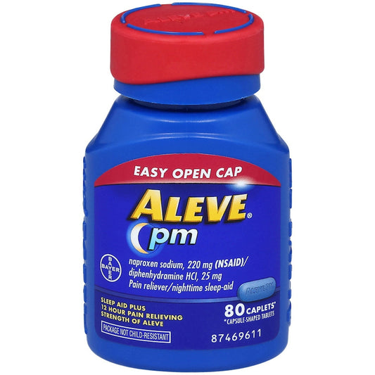 Aleve PM Pain Reliever & Nighttime Sleep Aid, Naproxen Sodium 220mg, 80 Count Caplets