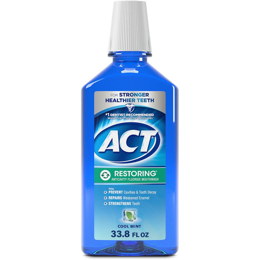 Act Cool Mint Restoring Fluoride Rinse - 33.8 Fl Oz