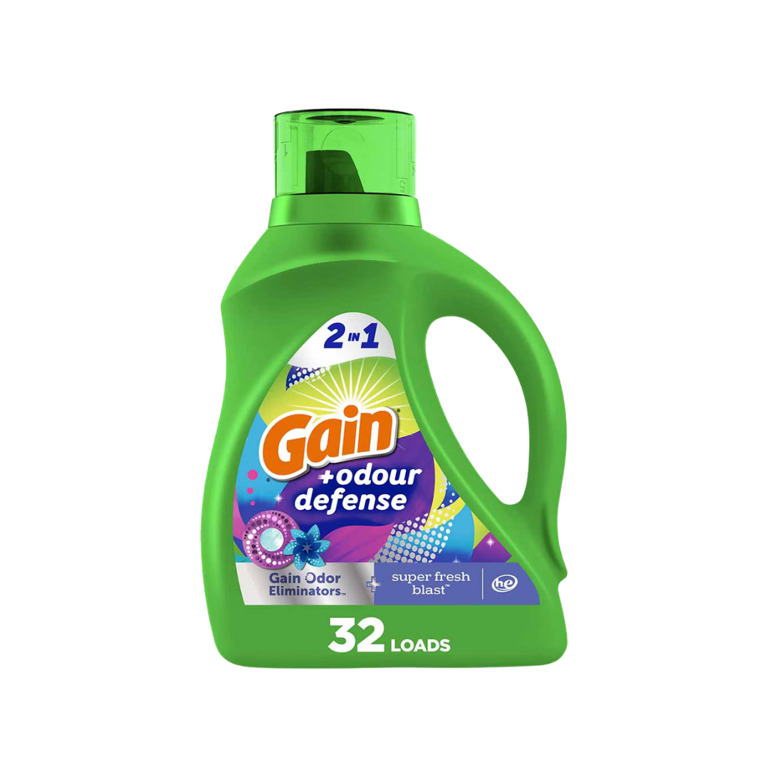 Gain + Odor Defense 2 in 1 Liquid Laundry Detergent Super Fresh Blast (46oz)