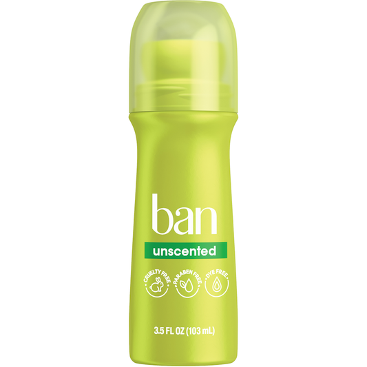 Ban Antiperspirant Deodorant, Invisible Roll On, Unscented 3.5 Fl Oz