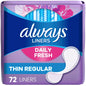 Always Thin Daily Pantiliners, Unscented, 72 Count - Thin & Flexible Protection