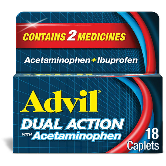 Advil Caplets Dual Action With Acetaminophen Pain Reliever 18 ct