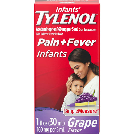 Infants' Tylenol Pain + Fever, 160 Mg, Grape Flavor 1 Fl Oz