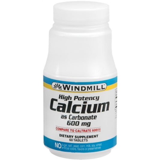 Windmill® Calcium Carbonate 600 mg – Bone Health Support (60 Tablets)