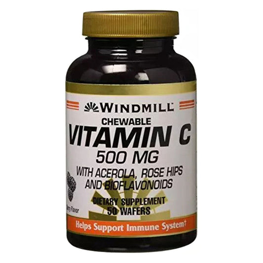 Windmill® Vitamin C 500 mg Chewable Wafers – Orange Flavor (50 Tablets)