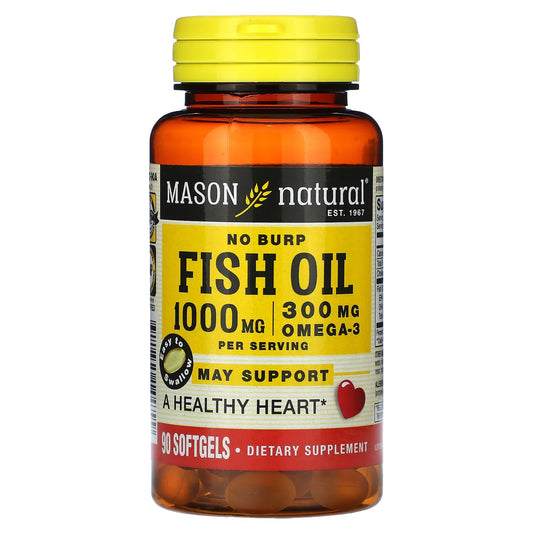 Mason Natural® No Burp Omega-3 Fish Oil - 1000 Mg, 90 Softgels