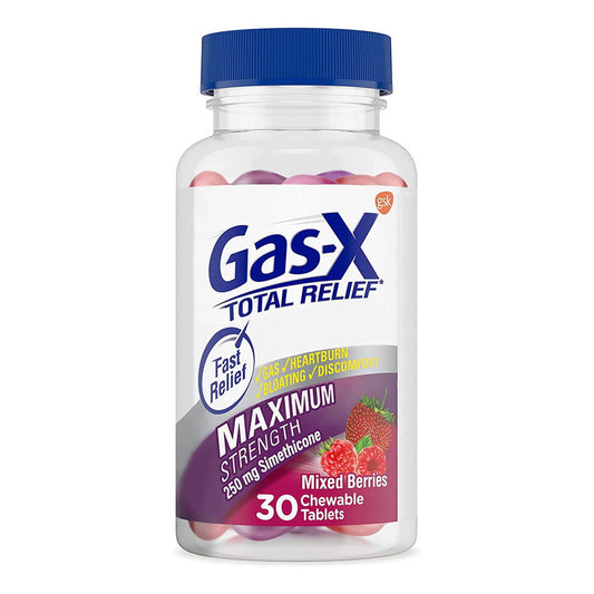 Gas-X Total Relief, Maximum Strength, 250 Mg, Mixed Berries, Chewable Tablets