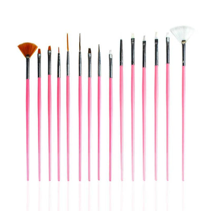 Nascita 15-Piece Pink Nail Art Brush Set for Detailing