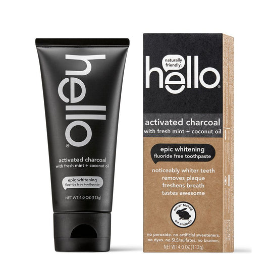 Hello Fluoride Free Epic Whitening  Activated Charcoal  Fresh Mint Coconut Oil Toothpaste 4Lb