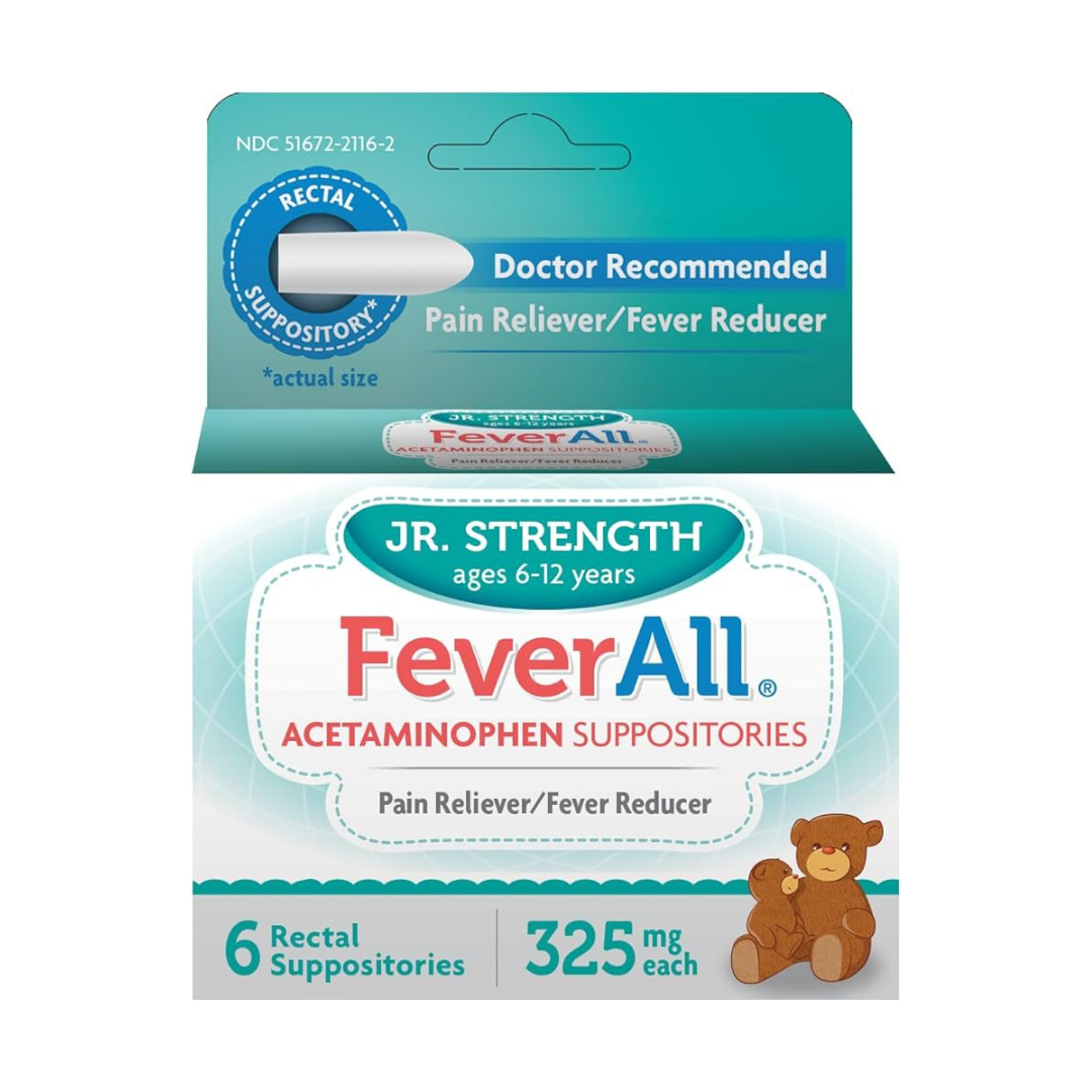 FeverAll Acetaminophen Suppositories Jr. Strength 325mg (6ct)