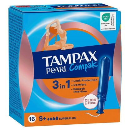 Tampax Pearl Compak Super Plus Tampons for Heavy Flow 16 Count