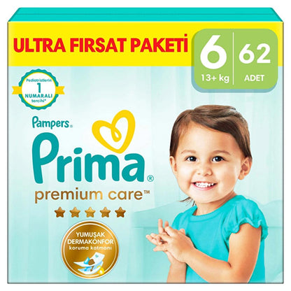 Pampers Premium Care Size 6 Diapers Ultra Pack 62 Count