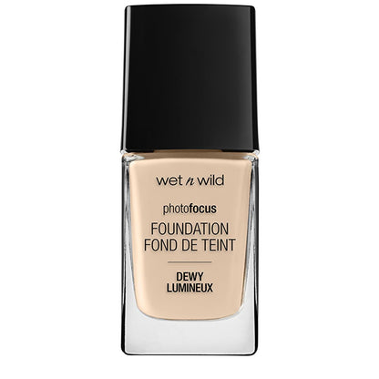 Wet n Wild Photo Focus Foundation Dewy Lumineux Liquid Foundation - Nude Ivory, Lightweight, Long-Lasting Makeup