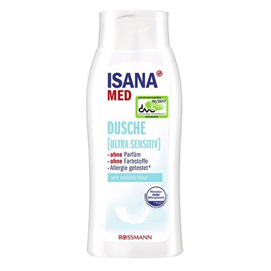 Isana Med Ultra Sensitive Skin Shower Gel - Fragrance-Free, Vegan, DAAB Certified for Sensitive Skin