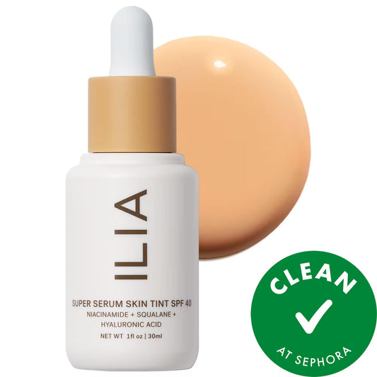 ILIA Super Serum Skin Tint SPF 40: Hydrating Foundation with Hyaluronic Acid & Squalane - Dewy Coverage, Clean Beauty