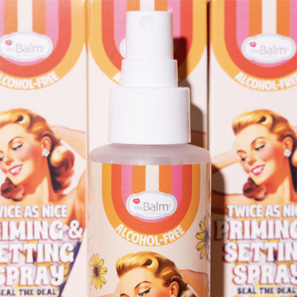 theBalm Twice as Nice: Makeup Setting Spray & Primer - Alcohol-Free, Vitamin B5 & Caffeine - Long Lasting, Flawless Finish
