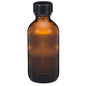2 oz. Amber Glass Boston Round Bottles with Black Polypropylene Screw Caps (96-Pack)