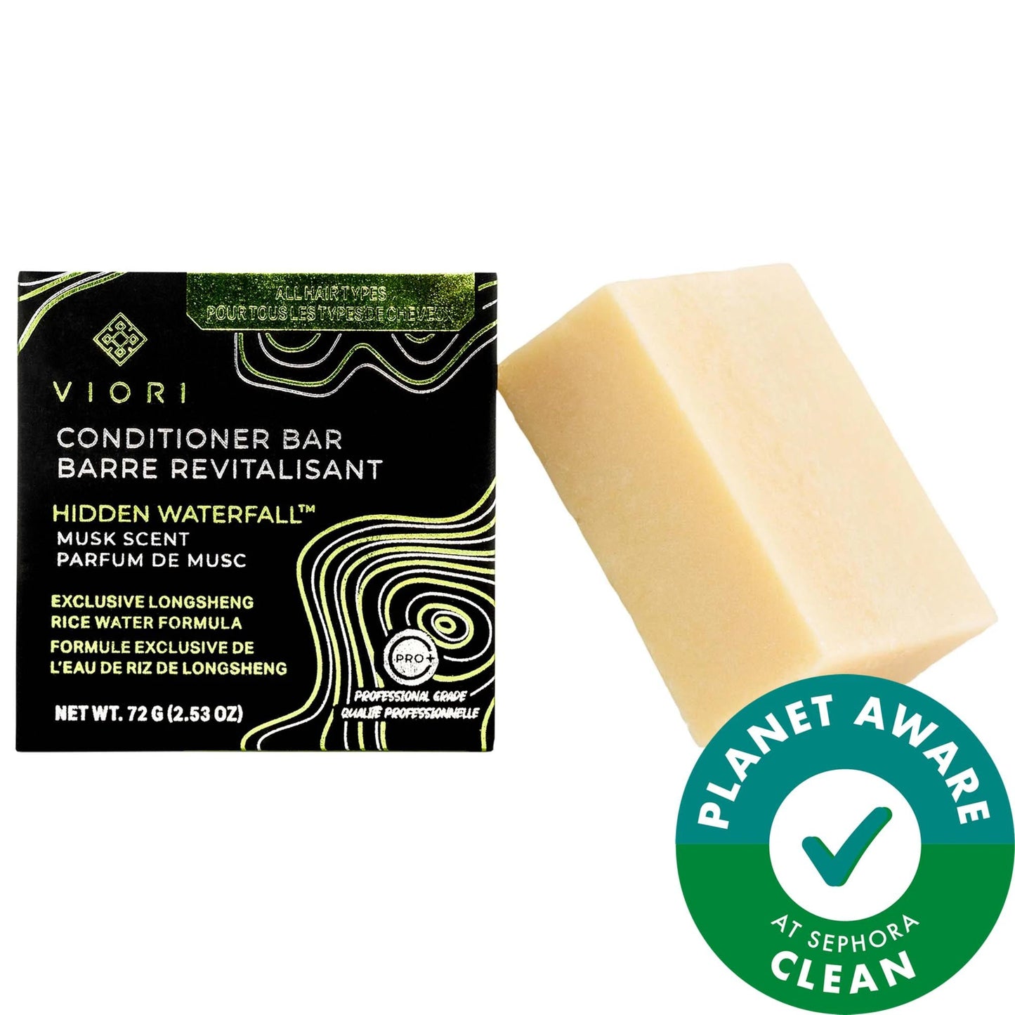 Viori Rice Water Infused Hair Conditioner Bar - Natural, Vegan, Sustainable Hair Care for All Hair Types