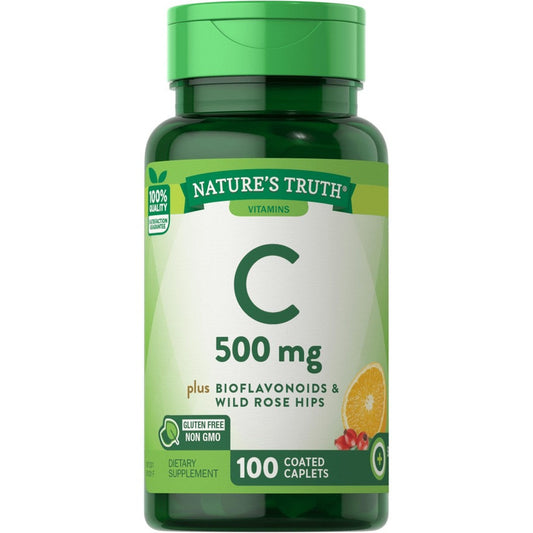 Nature's Truth Vitamin C 500 mg with Bioflavonoids & Wild Rose Hips - 100 Coated Caplets