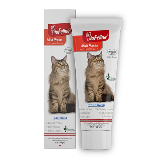 Biofeline Anti-Hairball Malt Paste for Cats - Natural Digestive Aid, 100g