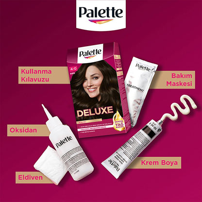 Palette Deluxe 4-0 Brown Hair Dye - Long-Lasting Hair Dye for Vibrant Color