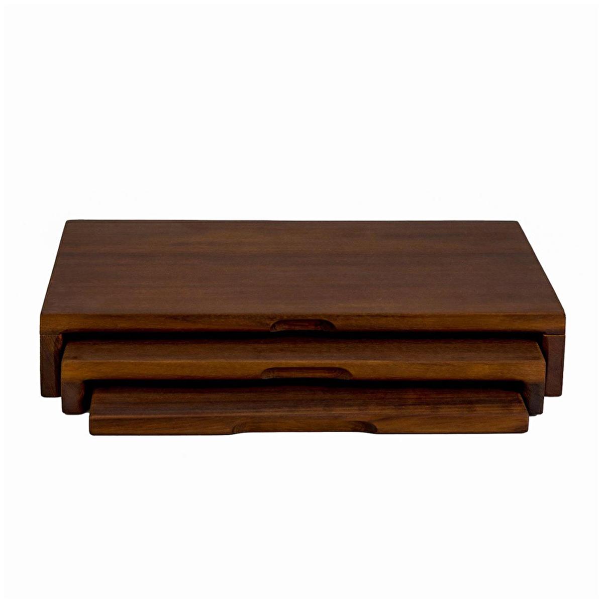 Lava Cast Iroko Wooden Serving Board Set - Durable Rectangular Cutting Board for Meat and Food Serving, 9.84 x 15.75 inches