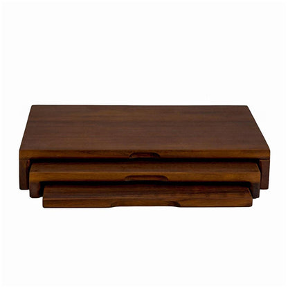 Lava Cast Iroko Wooden Serving Board Set - Durable Rectangular Cutting Board for Meat and Food Serving, 9.84 x 15.75 inches