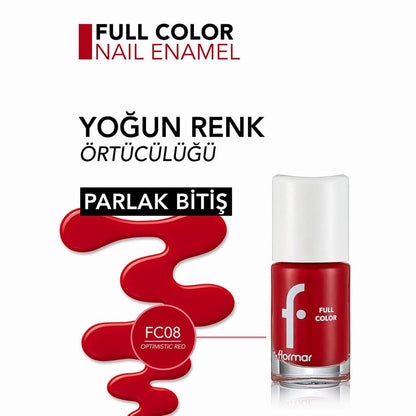 Flormar Full Color Nail Polish High Pigment Optimistic Red