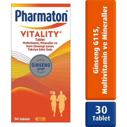 Pharmaton Vitality Multivitamin Supplement for Adults - Boost Energy, Enhance Mental Clarity, and Support Overall Health with Ginseng, Vitamins, and Minerals
