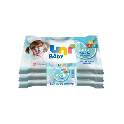 Uni Baby Active Toddler Wet Wipes for 24+ Months 3x15 Pack