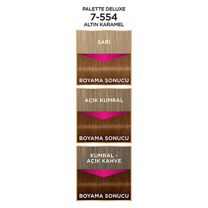 Palette Deluxe 7-554 Golden Caramel Hair Dye: Rich, Long-Lasting Color & Shine - At Home Permanent Hair Color