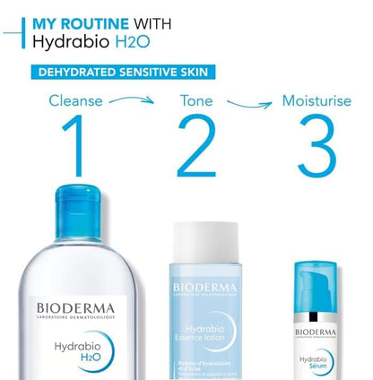 Bioderma Hydrabio H2O Micellar Water for Hydration and Makeup Removal, Fragrance-Free Skincare, 2x500ml