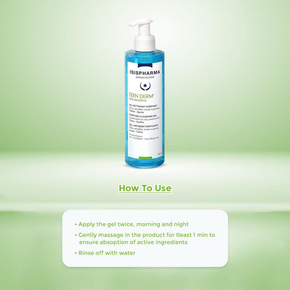 Isis Pharma Teen Derm Gel Sensitive 250ml - Gentle Soap-Free Cleanser for Sensitive Skin