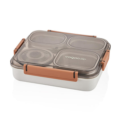Vagon Life 1200ml Stainless Steel Lunch Box - Leakproof Bento Box with Compartments for Fresh Food Storage, Durable Metal Food Container