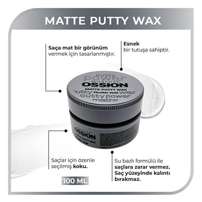 Morfose Ossion Matte Finish Hair Putty Wax for Men and Women - 3.38 fl oz, Water-Based, Flexible Hold