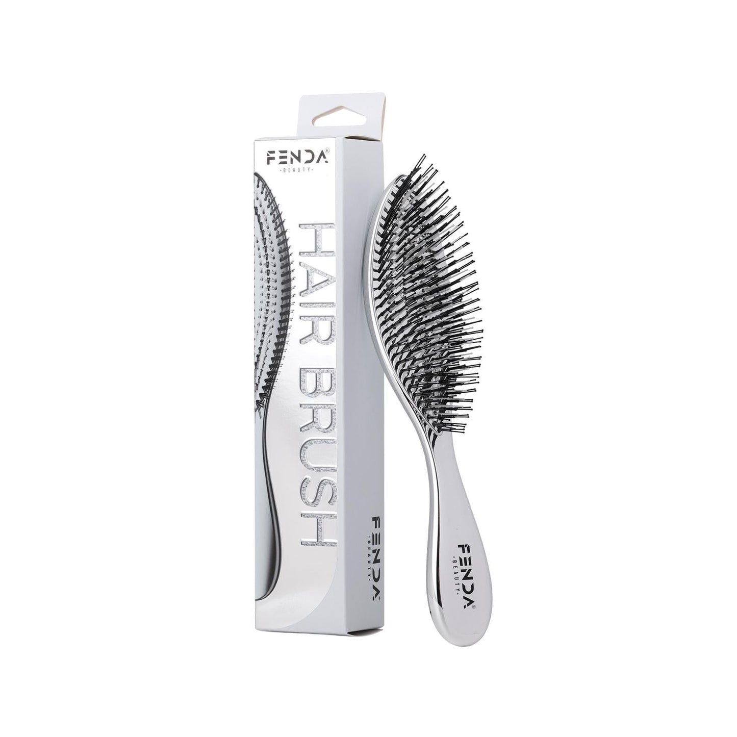 Fenda Professional 4-Pin Narrow Hair Brush Chrome Silver
