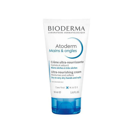 Bioderma Atoderm Hand and Nail Cream 50ml - Moisturizing & Nourishing Hand Cream for Dry Hands & Nails