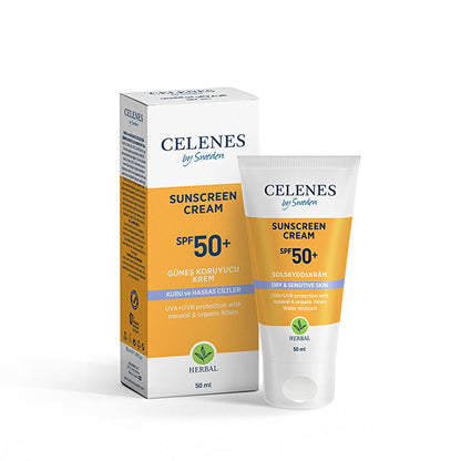 Celenes Herbal SPF 50+ Sunscreen: Hydrating UVA/UVB Protection for Dry, Sensitive Skin - Mineral & Organic Filters
