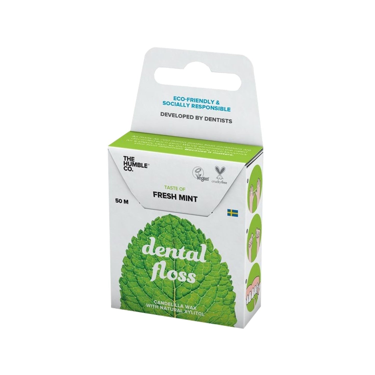 The Humble Co Fresh Mint Dental Floss - 50m, Easy to Use for Effective Interdental Cleaning & Oral Hygiene